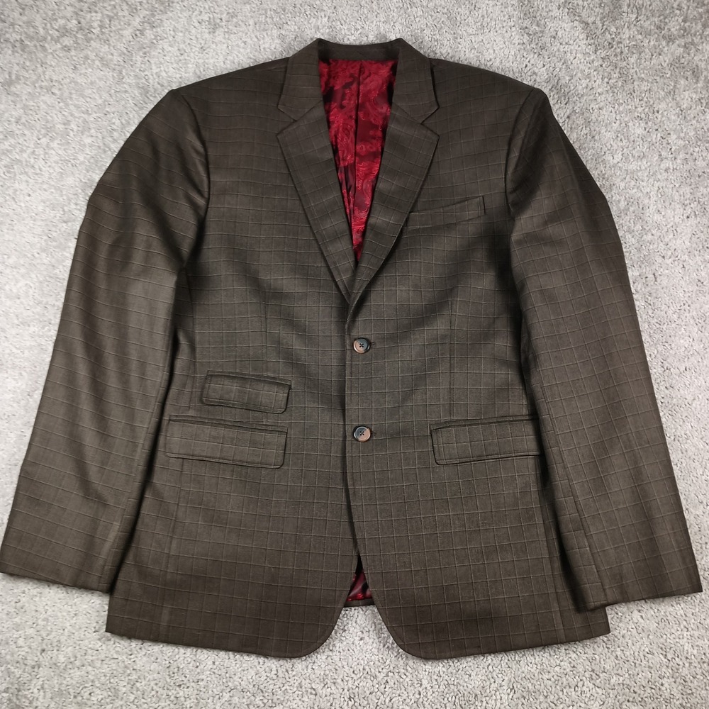 Rare Donear 38R 30W Mens Brown Windowpane Check Scottish Fashion 3 Piece Suit - Picture 2 of 16